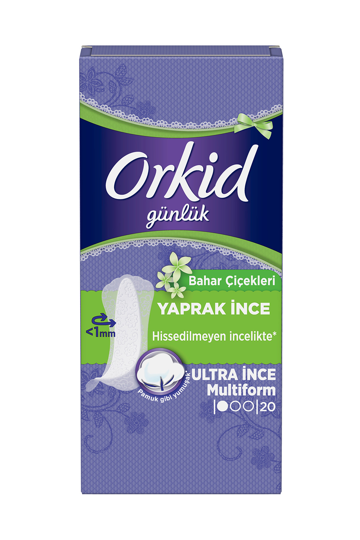 Orkid Yaprak Günlük Ped Bahar Çiçekleri Tekli Paket Ped 20'li