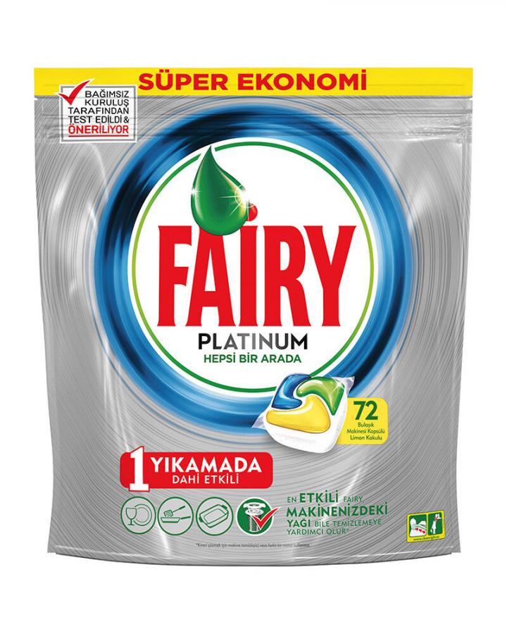 Fairy Platinum 72 Yıkama Bulaşık Makinesi Deterjanı Kapsülü Limon Kokulu