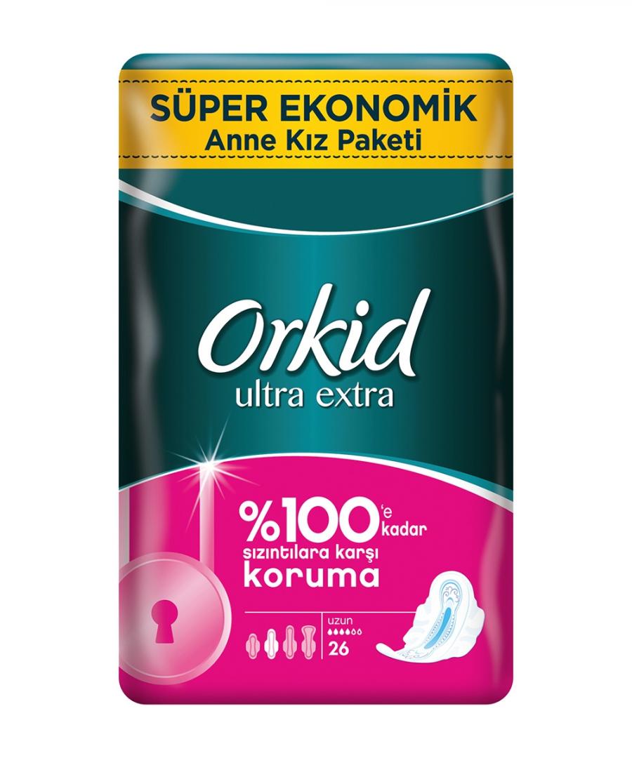 Orkid Ultra Extra Hijyenik Ped Uzun Süper Ekonomik Paket Ped 24'lü