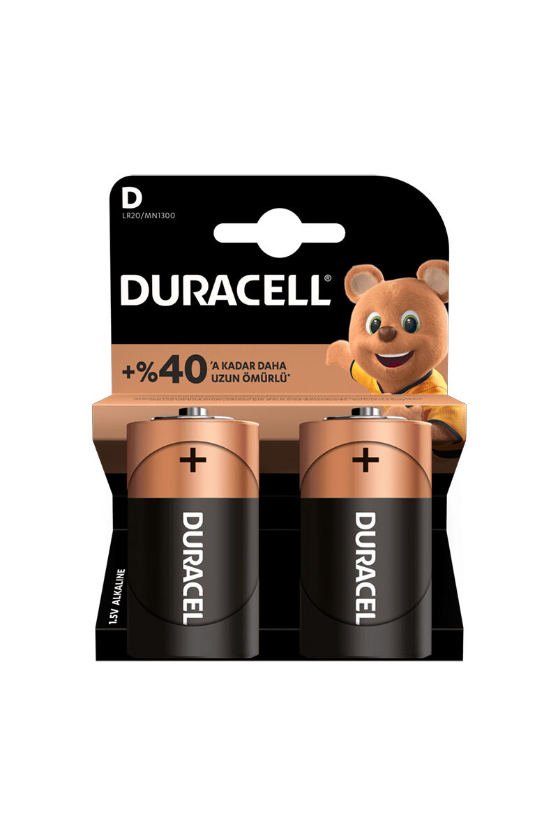 Duracell D Size Büyük Boy Alkalin Pil 2'li Kart