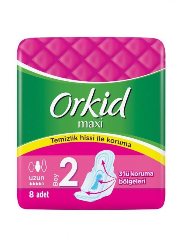 Orkid Maxi Hijyenik Ped Uzun Tekli Paket Ped 8'li 