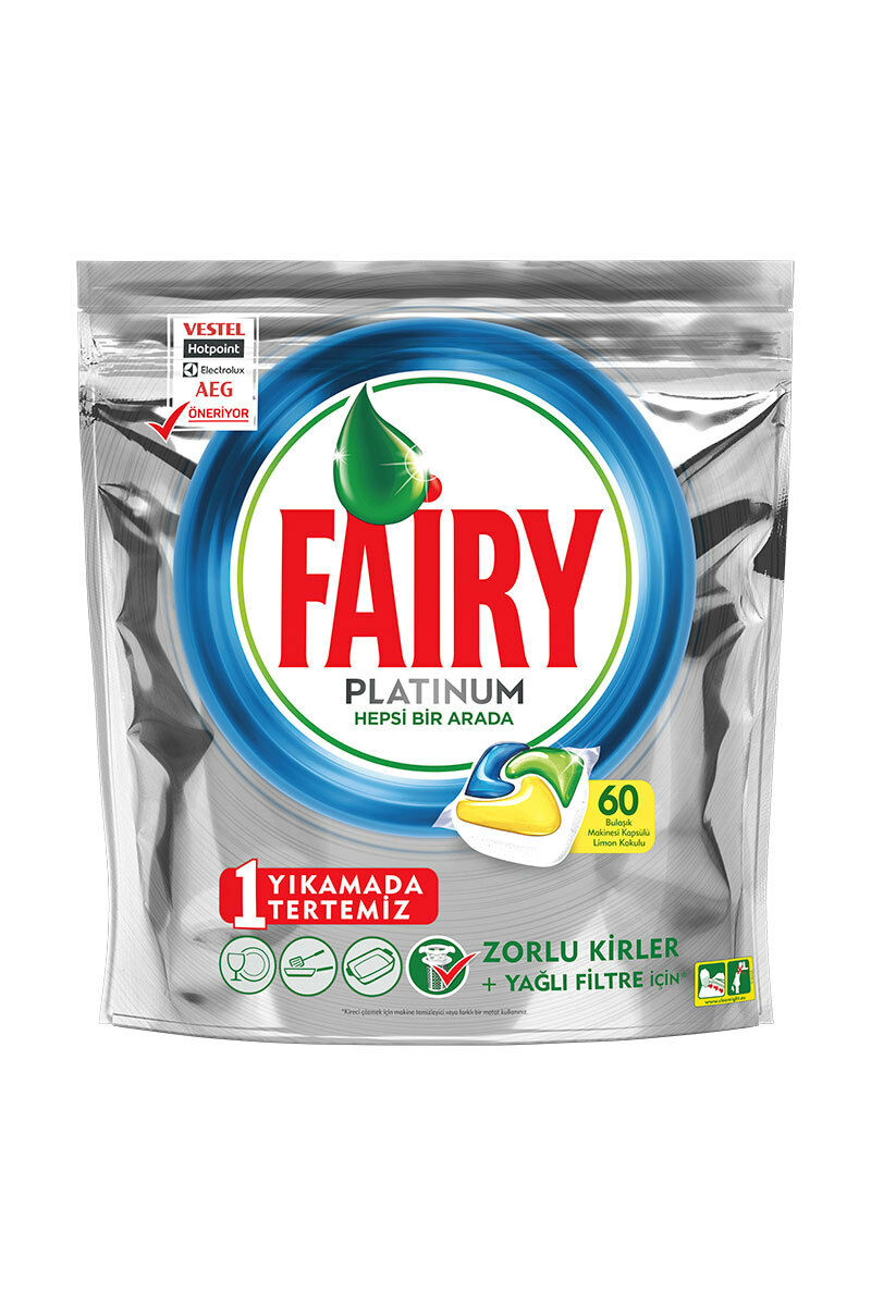 Fairy Platinum Bulaşık Makinesi Deterjanı Kapsülü Limon Kokulu 60 Yıkama 