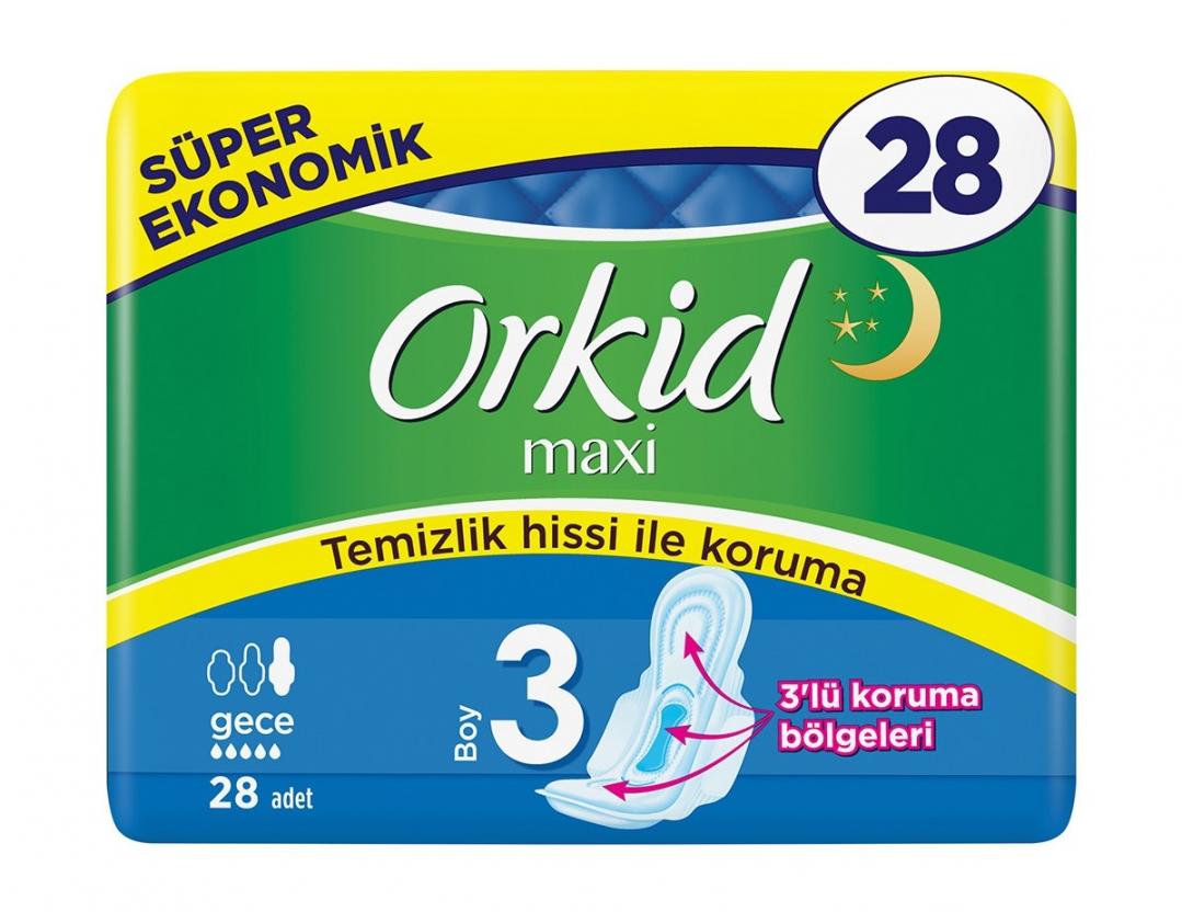 Orkid Maxi Hijyenik Ped Gece Süper Ekonomik Paket Ped 28'li 