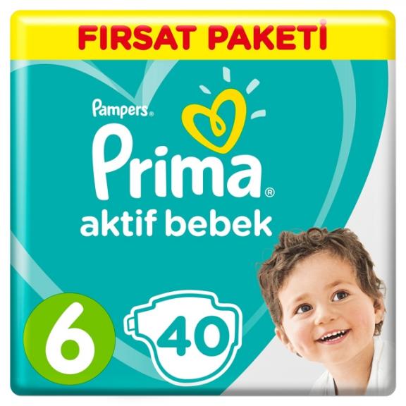 Prima Bebek Bezi Aktif Bebek 6 Beden Ekstra Large Fırsat Paketi 40 Adet