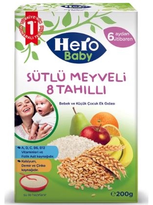 Hero Baby Sütlü 8 Tahıllı Meyveli 200 Gr