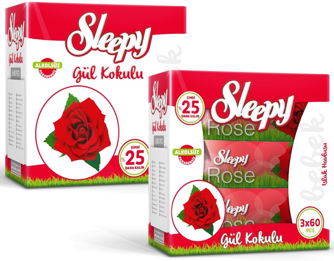 Sleepy Islak Havlu Gül Kokulu 3 x 60 Yaprak