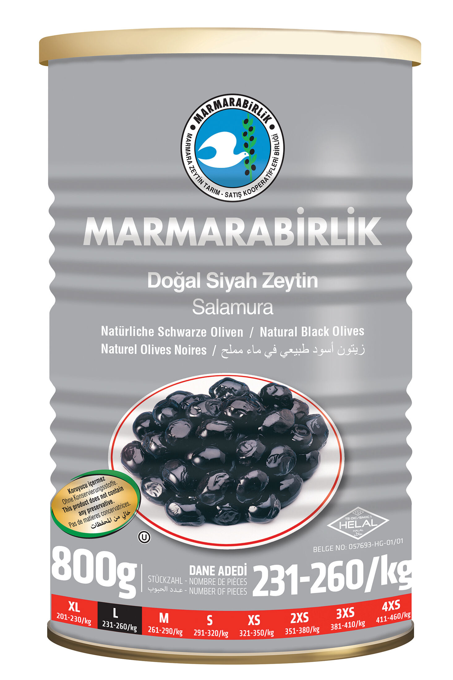 Marmarabirlik Hiper Zeytin Teneke 800 Gr