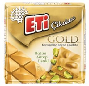 Eti Çikolata Kare Gold Antep Fıstıklı Beyaz 60 Gr