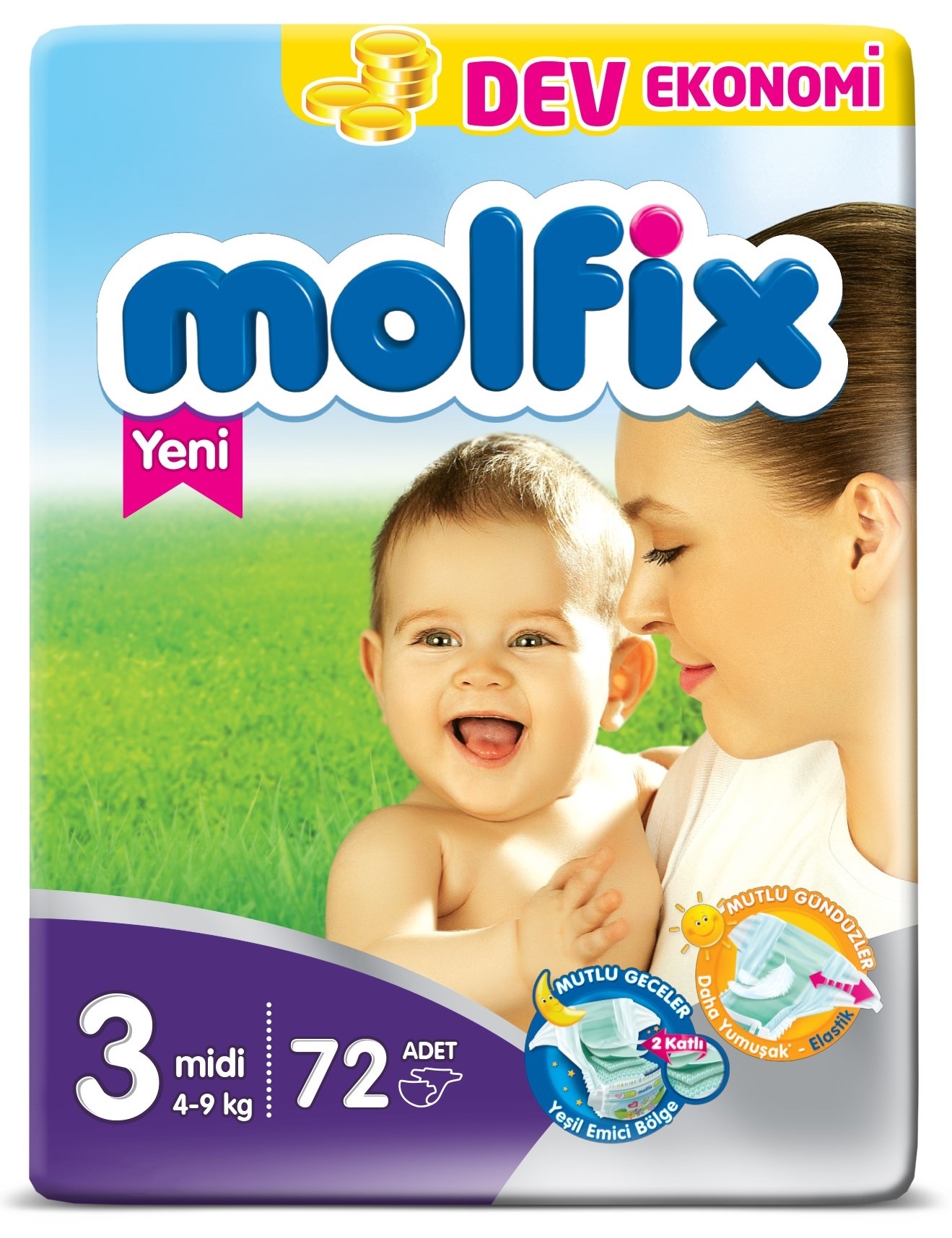 Molfix Midi Bebek Bezi No:3 72 Ped