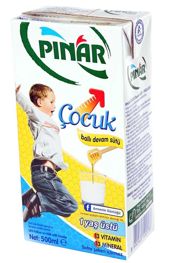 Pınar UHT Ballı Çocuk Devam Sütü 500 Ml