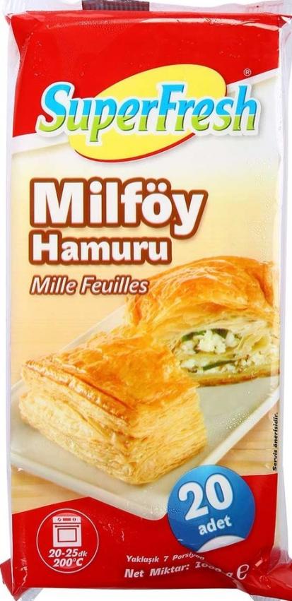 Superfresh Derin Dondurulmuş Milföy Hamuru 20 Adet 1000 Gr