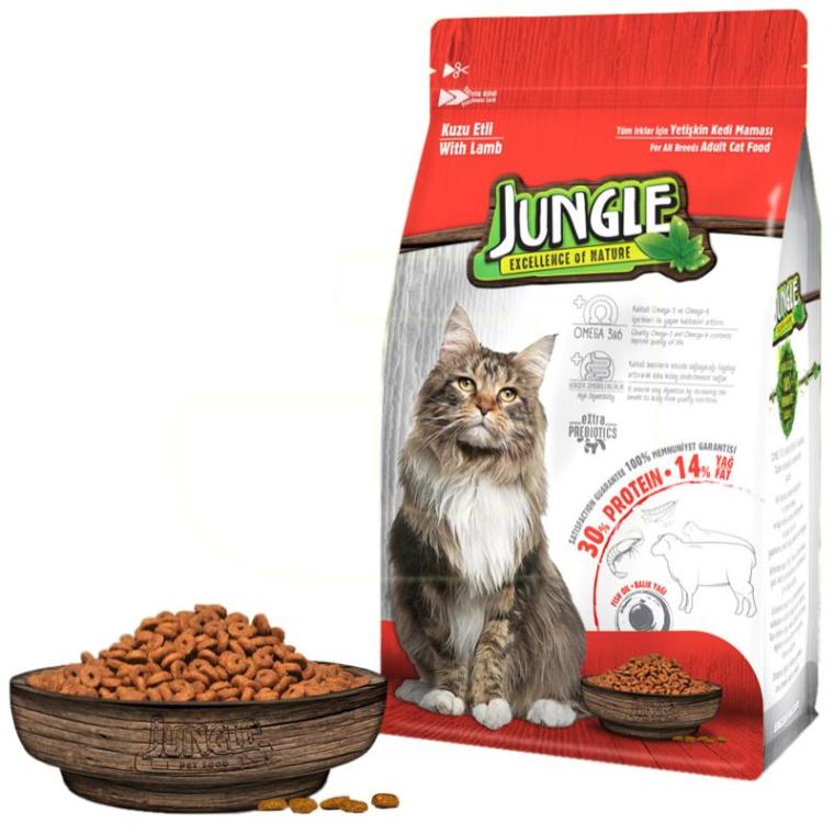 Jungle Kuzulu Yetişkin Kedi Maması 500 Gr