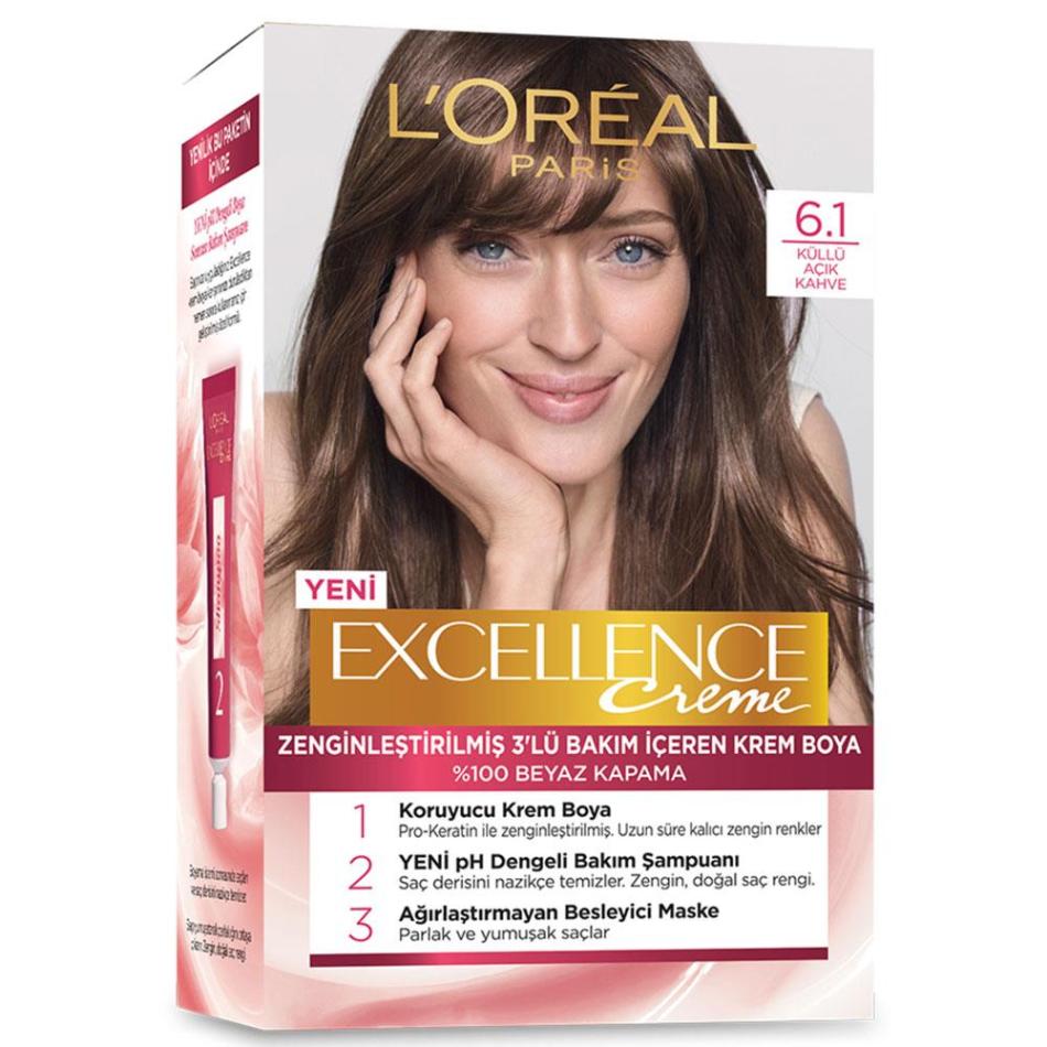 Loreal Paris Excellence Creme Saç Boyası 6-1 Küllü Açık Kahve