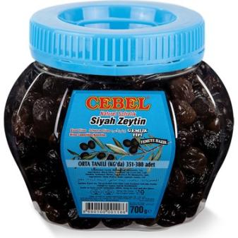 Cebel Siyah Zeytin Orta Taneli 351-380 700 Gr