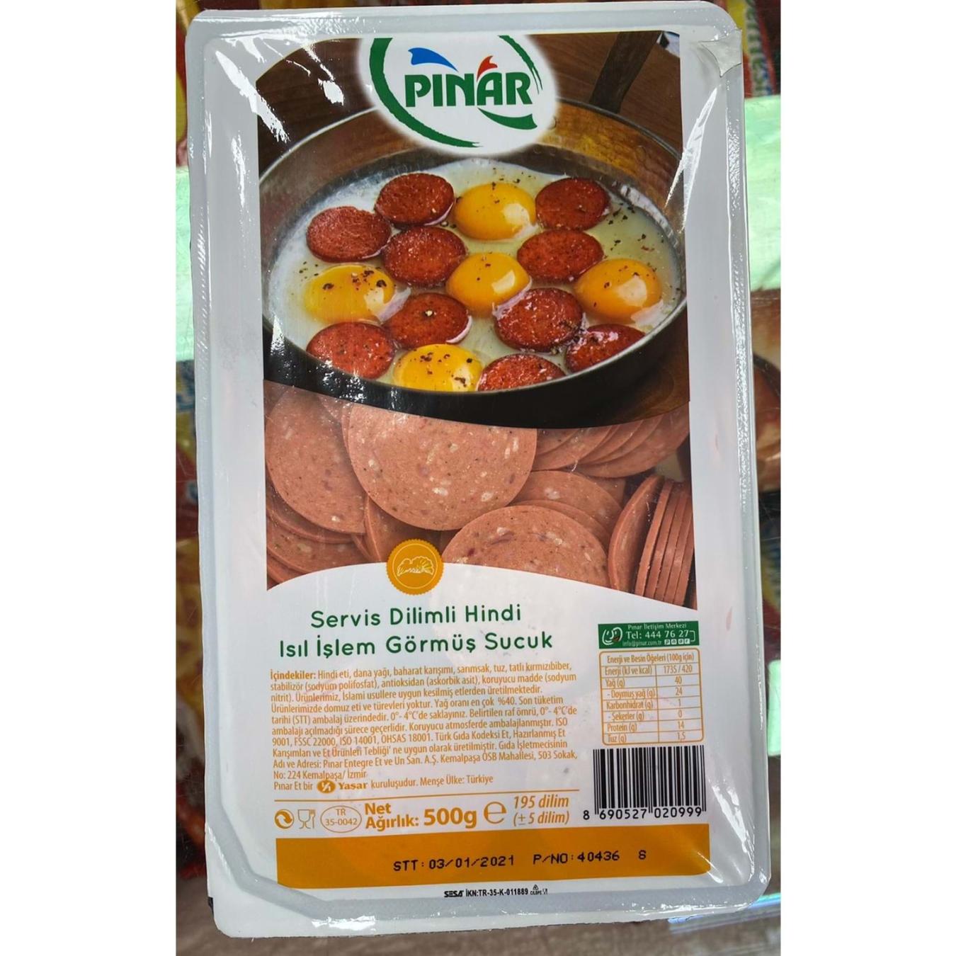 Pınar Servis Hindi Dilimli Sucuk 500 Gr