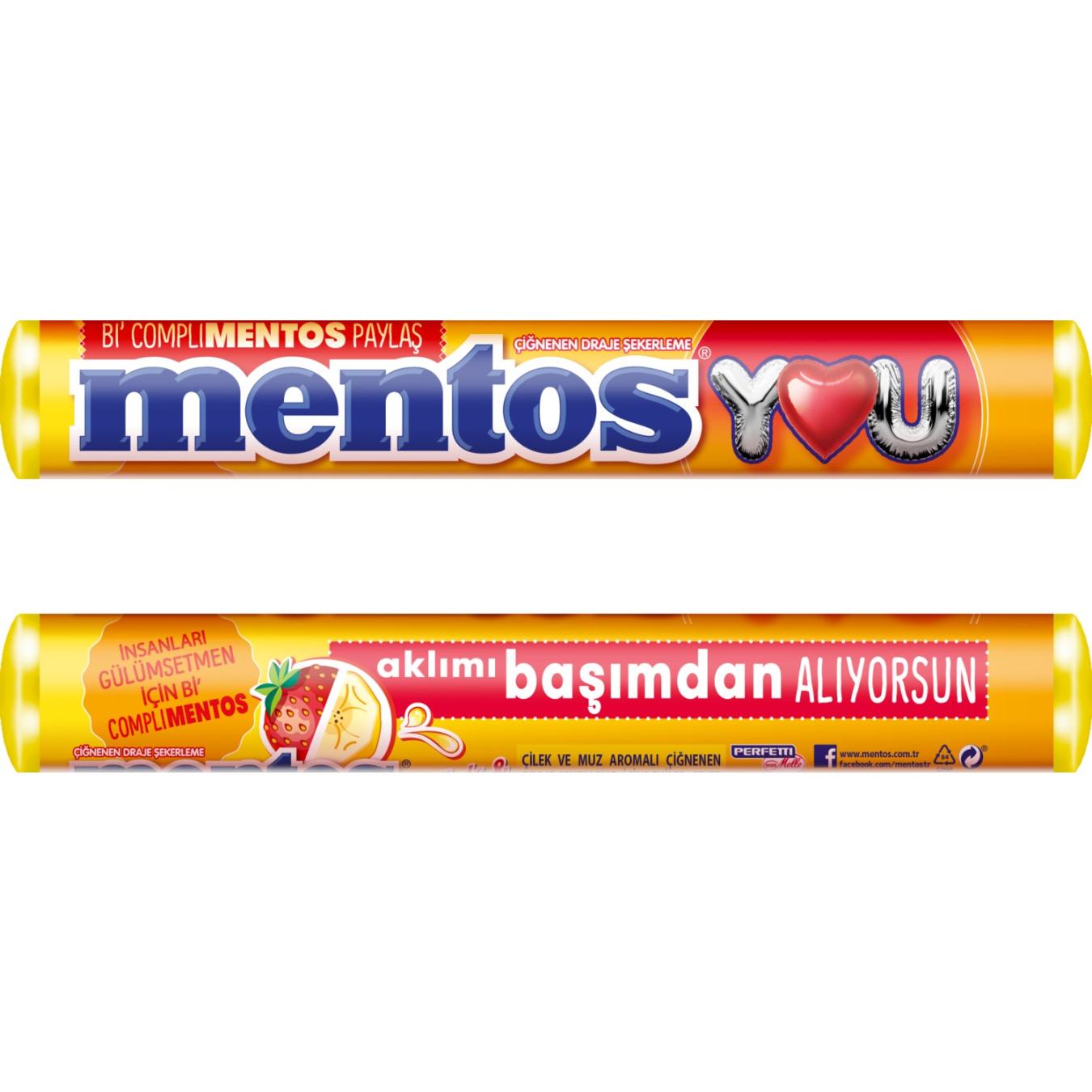 Mentos Stick Çilek-Muz 37,5 Gr