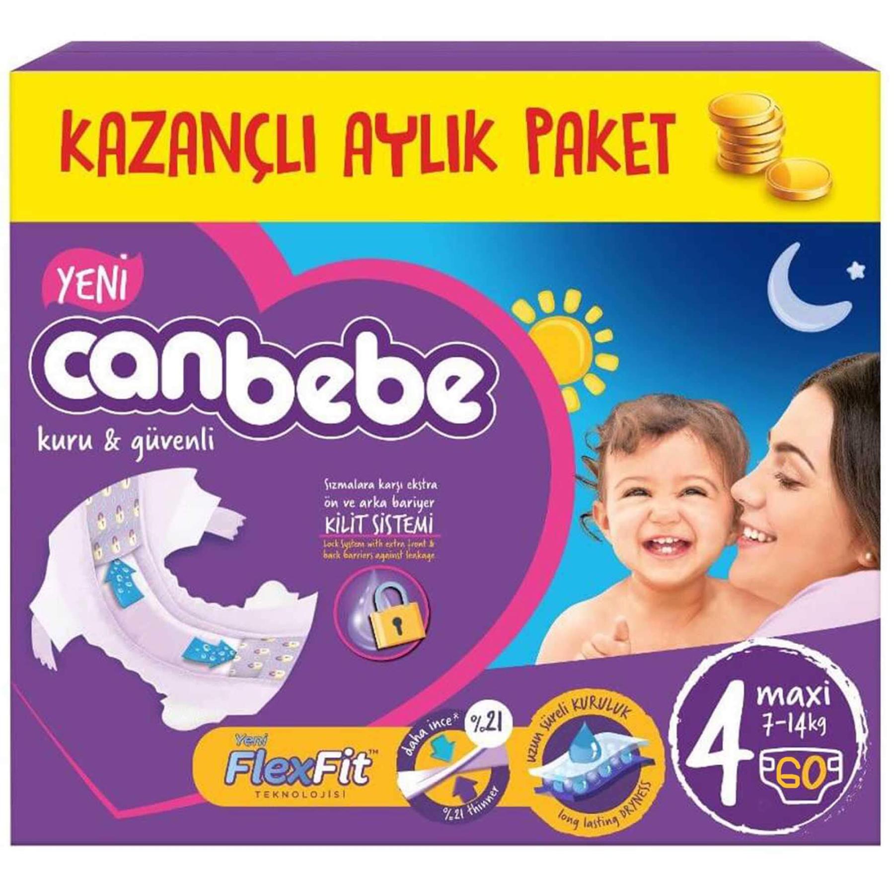 Canbebe Aylık Paket 7-14 Kg No:4 60 Adet