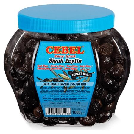 Cebel Siyah Zeytin Orta Taneli 351-380 1000 Gr