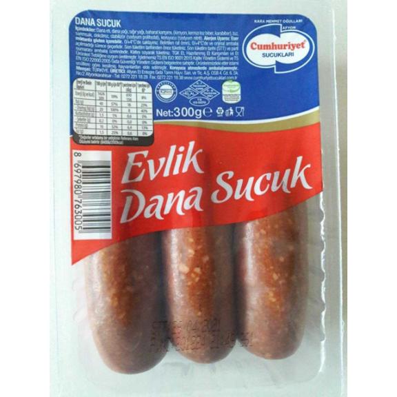 Cumhuriyet 300 Gr Evlik Dana Sucuk