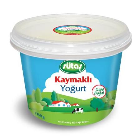 Sütaş %3 Yağlı Kaymaklı Yoğurt 1750 Gr