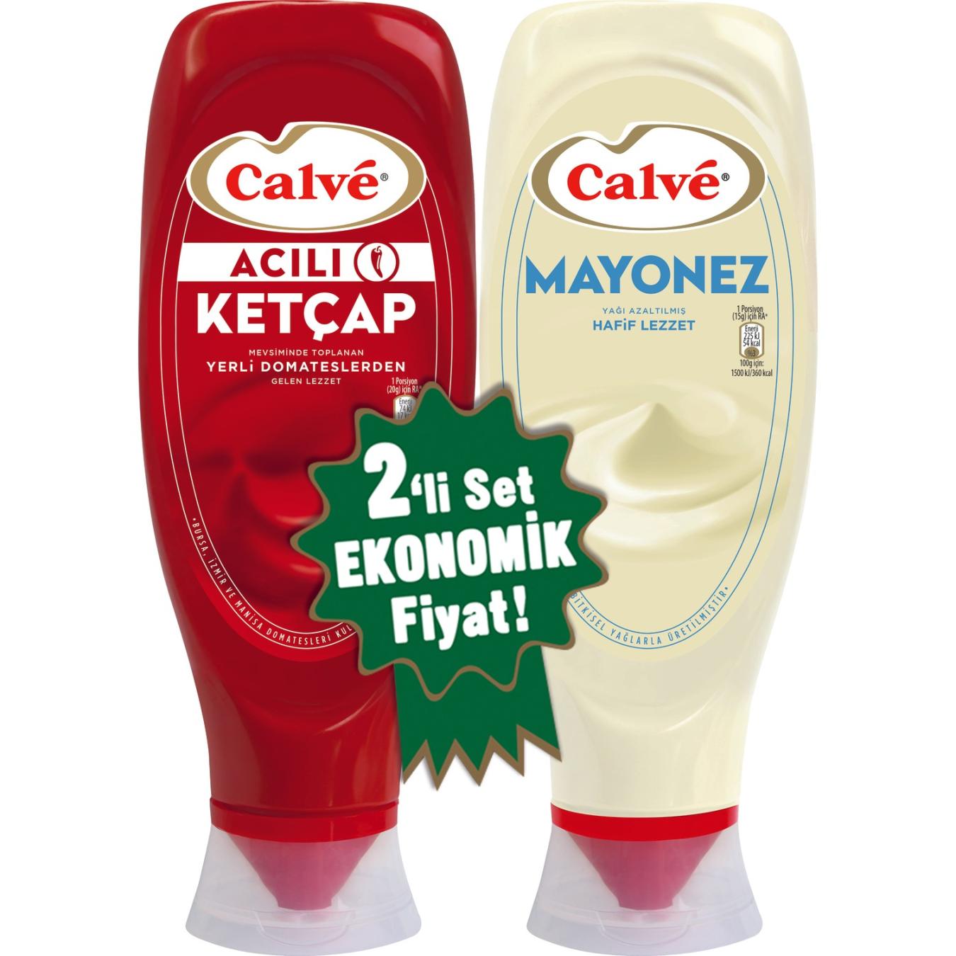 Calve Ketçap Acılı Artı Light Mayonez Set 1140 Gr