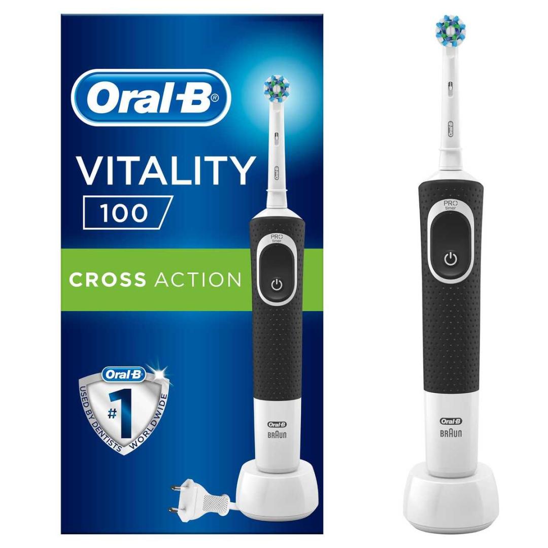 Oral-B  D100 Şarj Edilebilir Diş Fırçası Cross Action Siyah