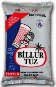 Billur 1,5 Kg İyotlu Poşet Tuz